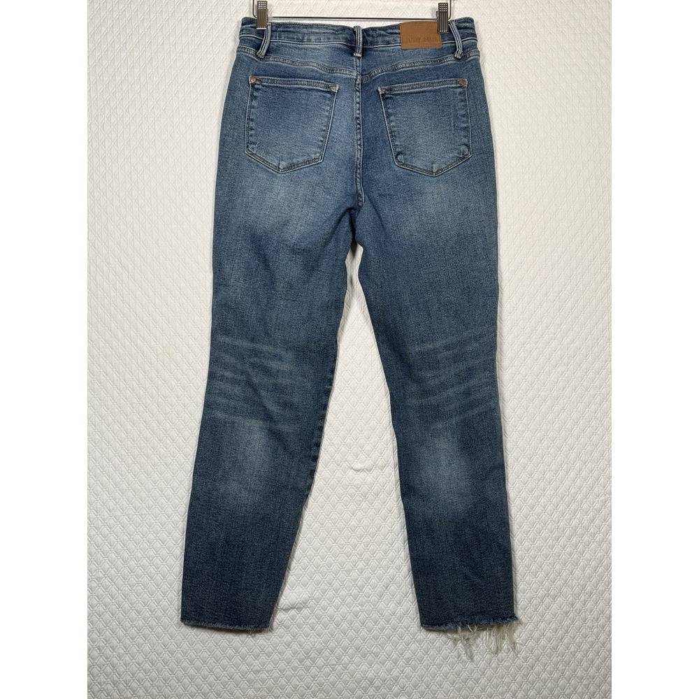 Judy Blue Jeans Womens 5/27 Blue Straight Fit Mid Rise Distressed Stretch Denim - Picture 3 of 8
